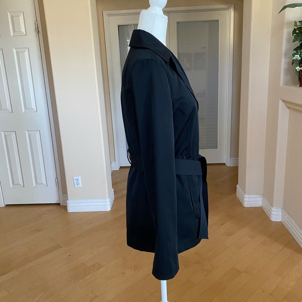 NWT Ellen Tracy Black Trench Coat Tailored Classic Design - Picture 4 of 9